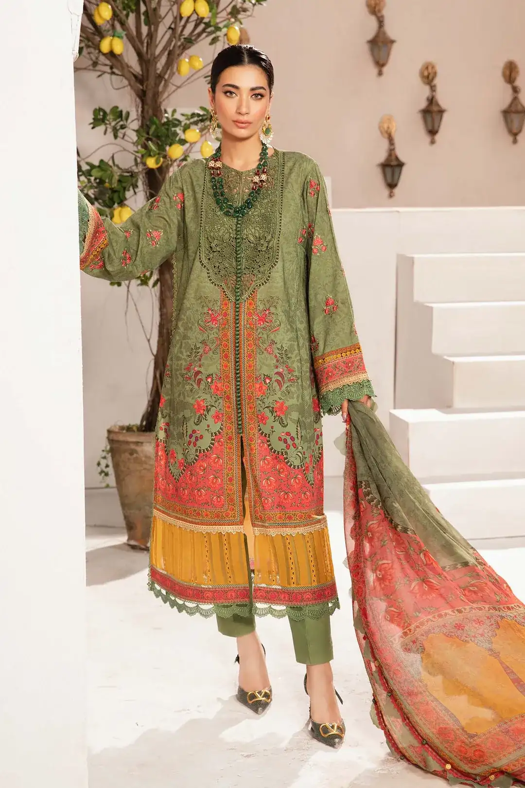 M.Prints By Maria B Embroidered Lawn Suit Unstitched 3 Piece MB24E2 6A - Summer Collection