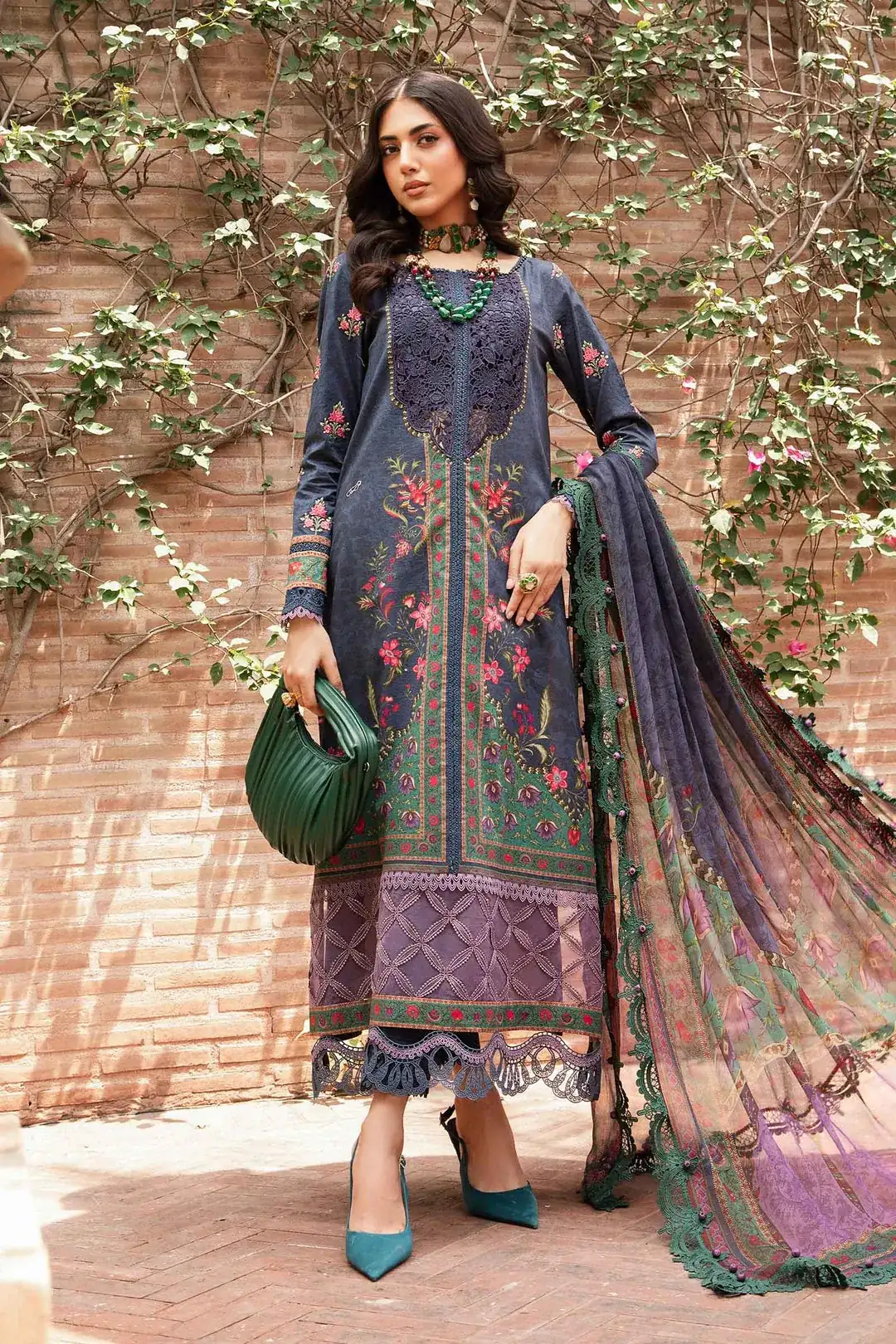 M.Prints By Maria B Embroidered Lawn Suit Unstitched 3 Piece MB24E2 6B - Summer Collection