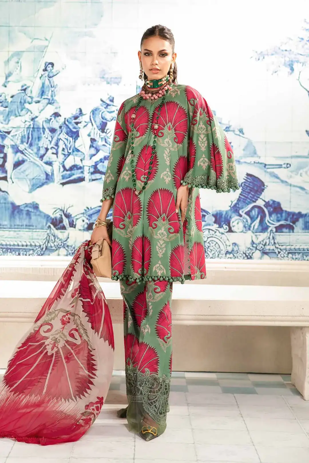 M.Prints By Maria B Embroidered Lawn Suit Unstitched 3 Piece MB24E2 9A - Summer Collection