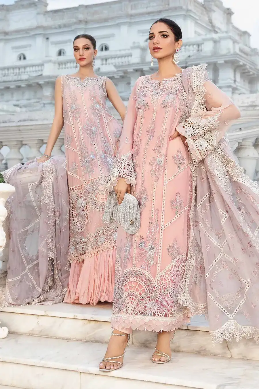 Maria B Unstitched Embroidered Chiffon Suit | MPC-24-MPC-24-106-BABY PINK