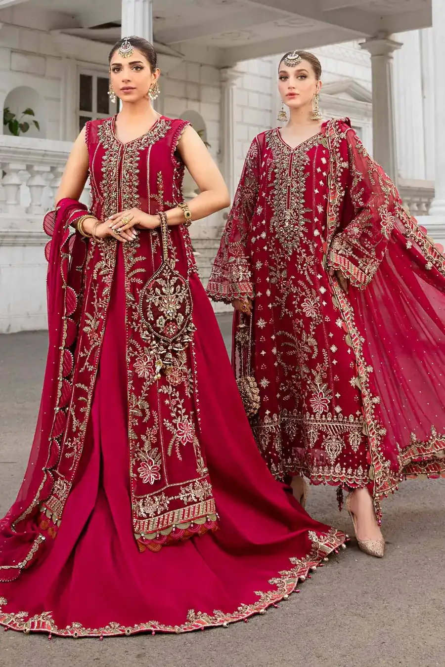 Maria B Unstitched Embroidered Chiffon Suit | MPC-24-MPC-24-107-FUCHSIA PINK