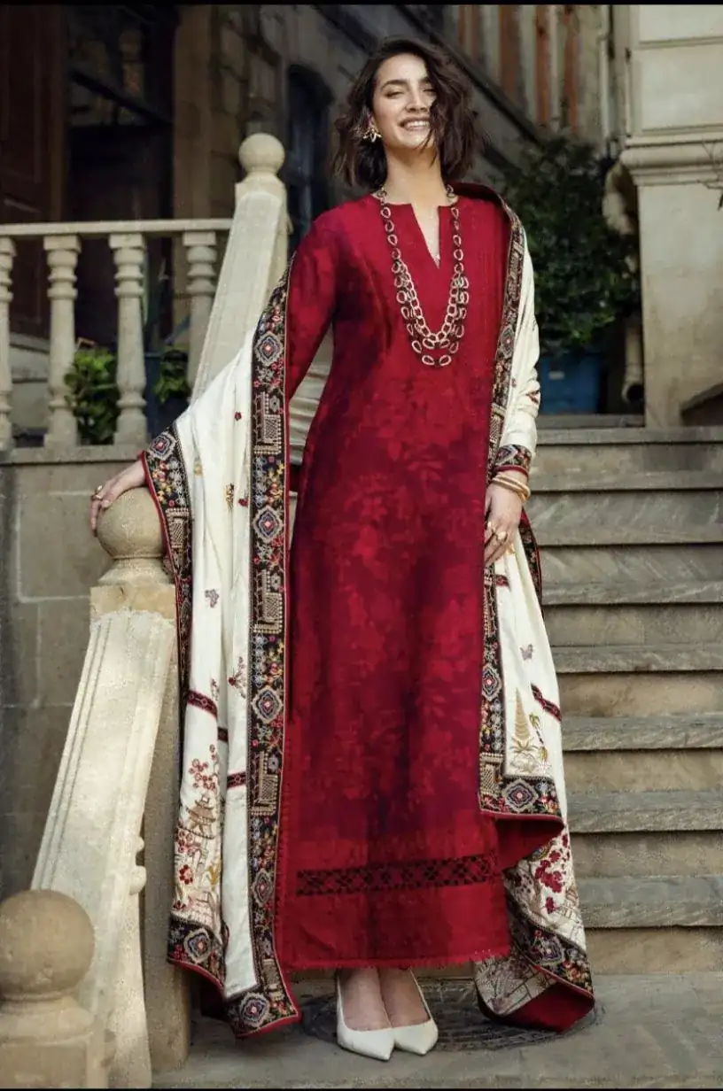 Mushq Embroidered Jacquard Suit Unstitched 3 Piece FLYING KISS MWI-06 - Winter Collection