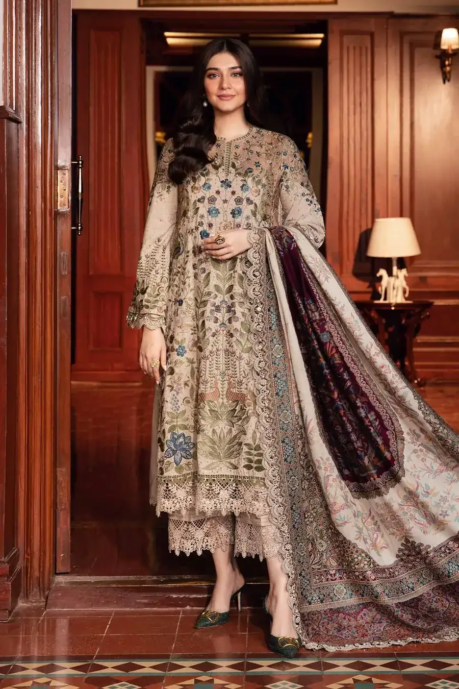 Embroidered Linen Suit | DL-1211-Beige