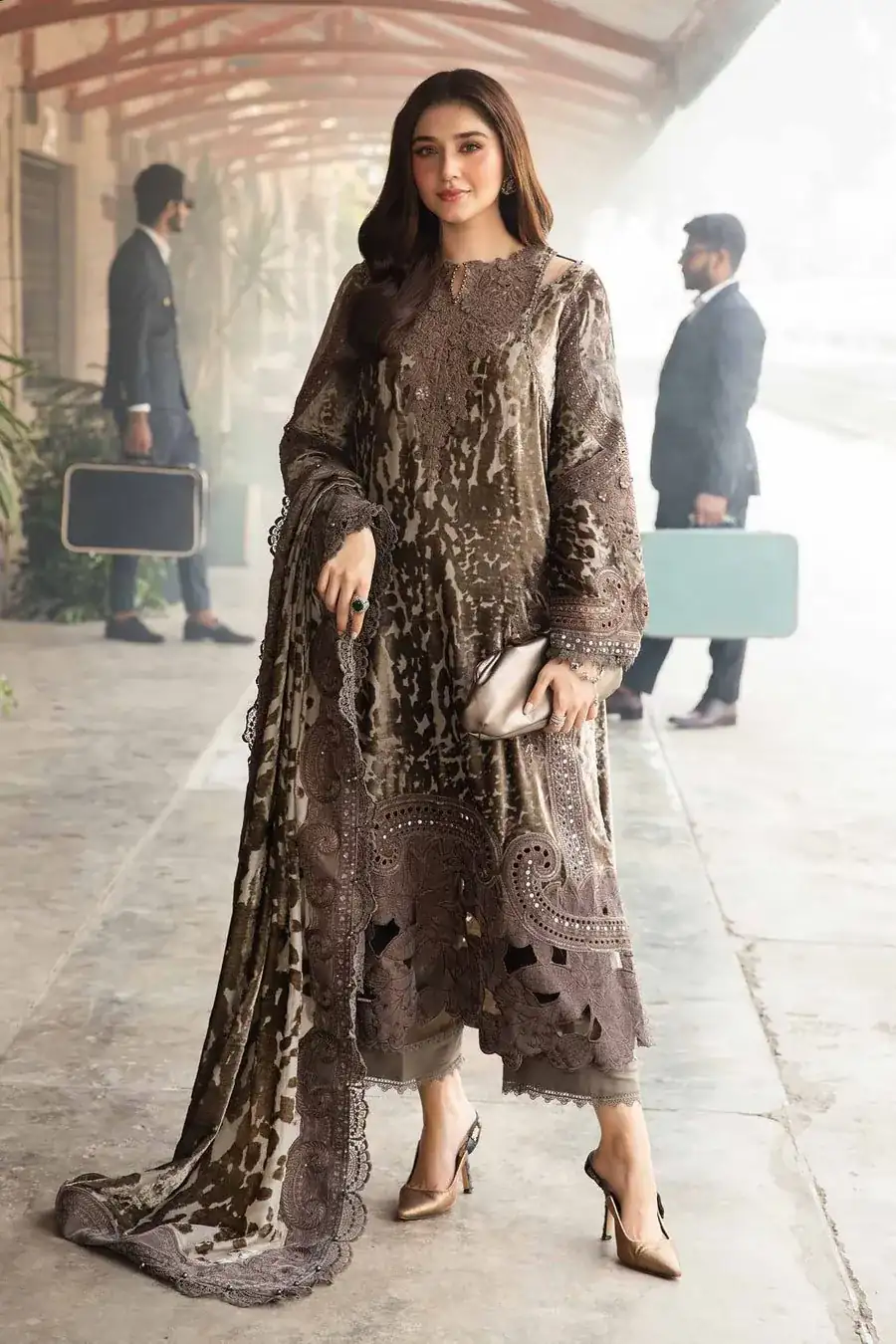 Embroidered Palachi Suit | DL-1201-Coffee