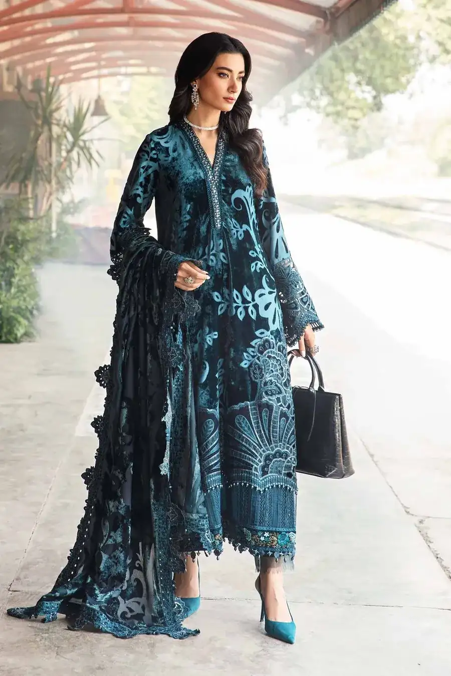 Embroidered Palachi Suit | DL-1203-Teal