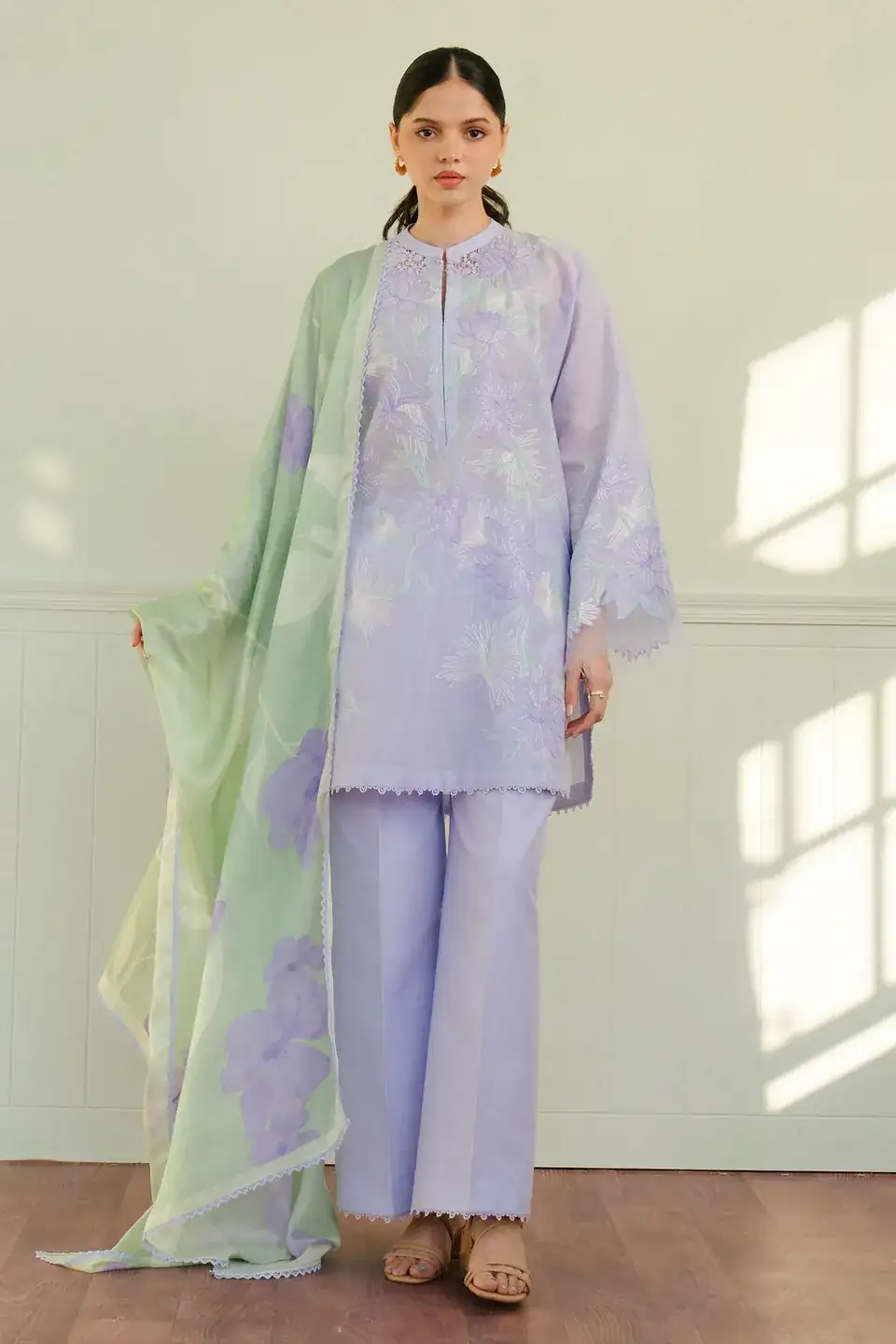 Coco By Zara Shahjahan Embroidered Jacquard Suits CZS25L BLOOM-1A