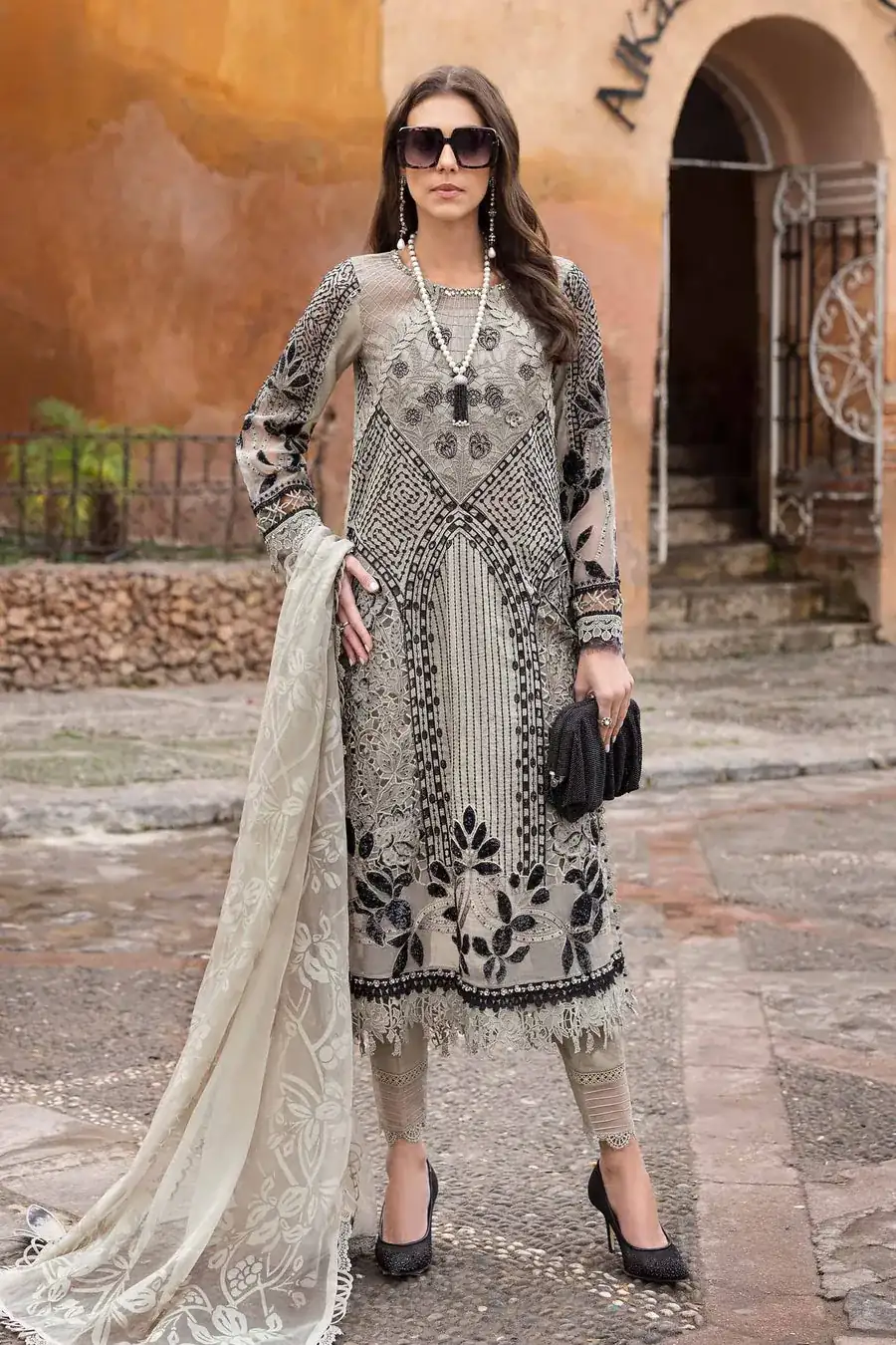 Maria B. Unstitched Embroidered Luxury Lawn Suit | D-2510-B