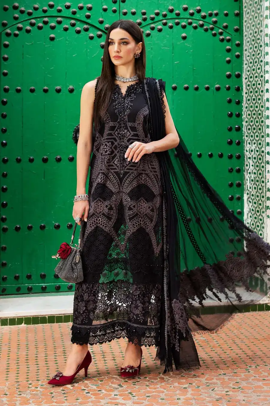 Maria B. Unstitched Embroidered Luxury Lawn Suit | D-2512-B