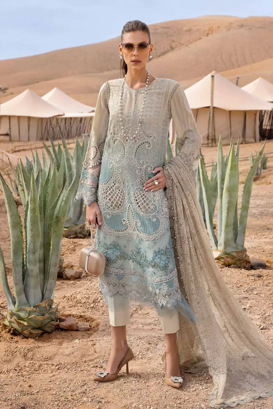 Maria B. Unstitched Embroidered Luxury Lawn Suit | D-2515-B