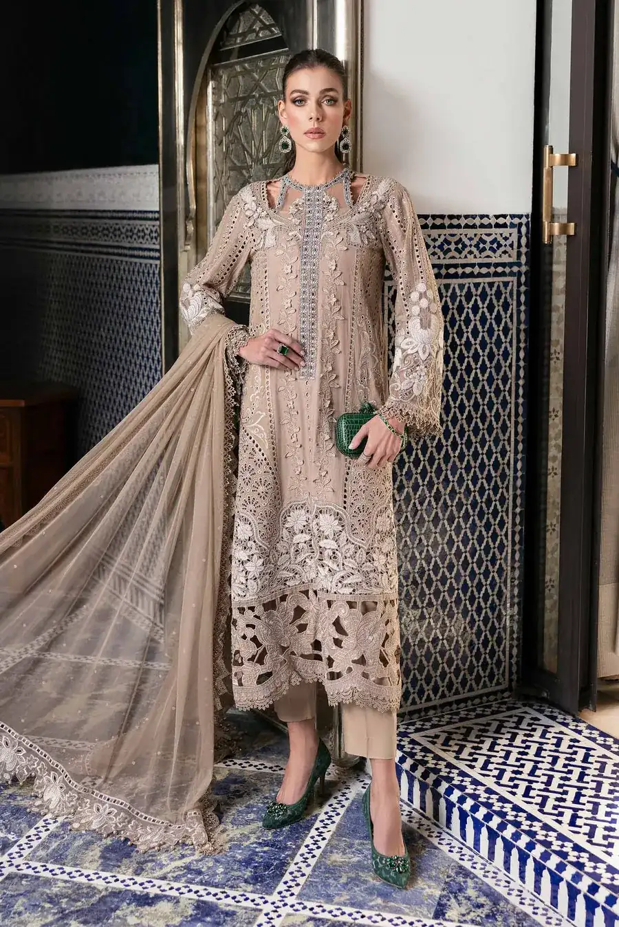 Maria B. Unstitched Embroidered Luxury Lawn Suit | D-2502-A