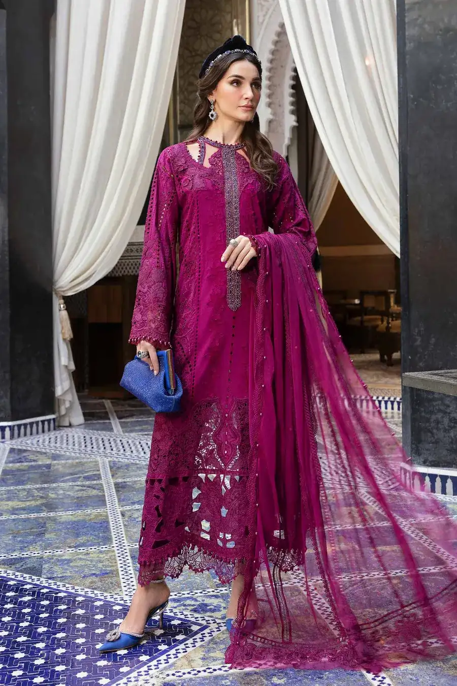 Maria B. Unstitched Embroidered Luxury Lawn Suit | D-2502-B