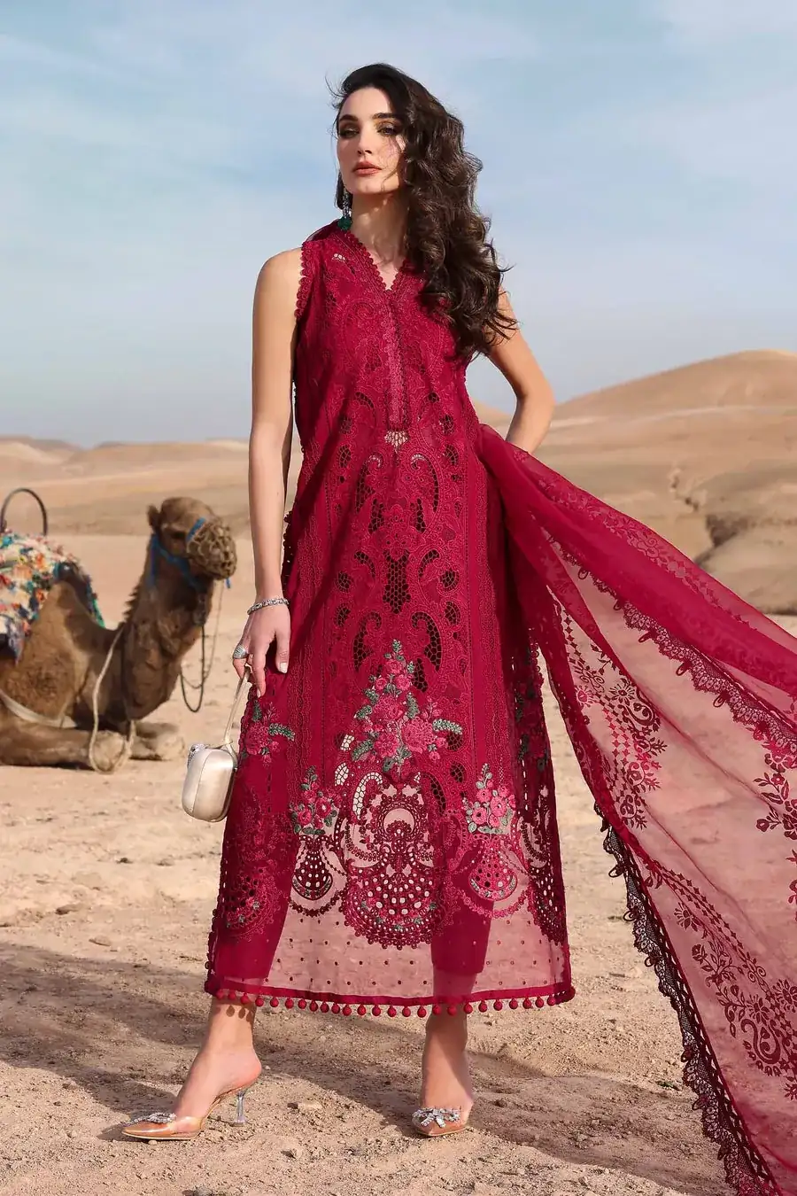 Maria B. Unstitched Embroidered Luxury Lawn Suit | D-2504-A