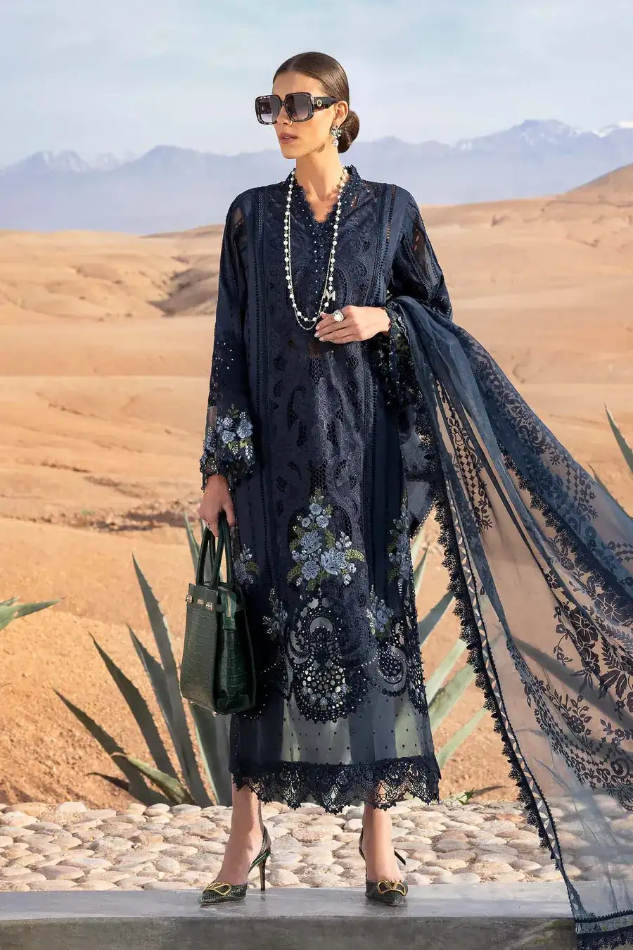 Maria B. Unstitched Embroidered Luxury Lawn Suit | D-2504-B