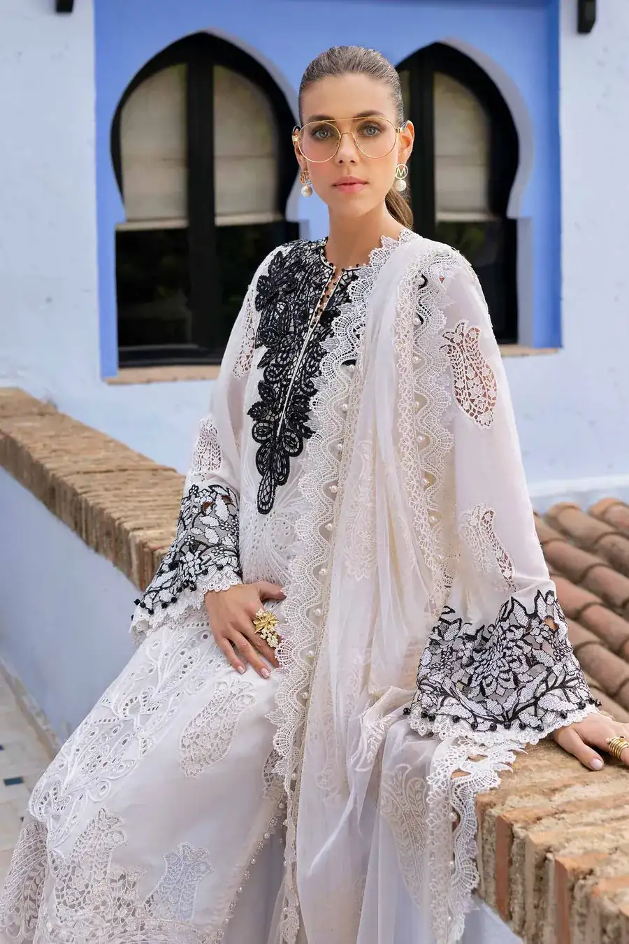 Maria B. Unstitched Embroidered Luxury Lawn Suit | D-2505-A