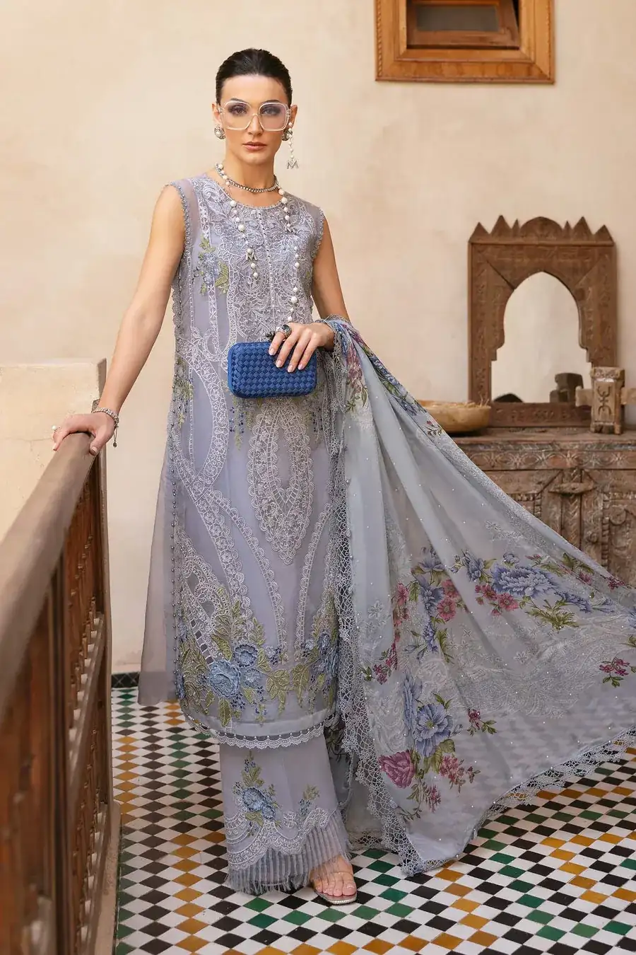 Maria B. Unstitched Embroidered Luxury Lawn Suit | D-2509-B
