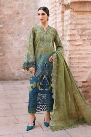 Maria B. Unstitched Embroidered Luxury Lawn Suit | D-2501-A