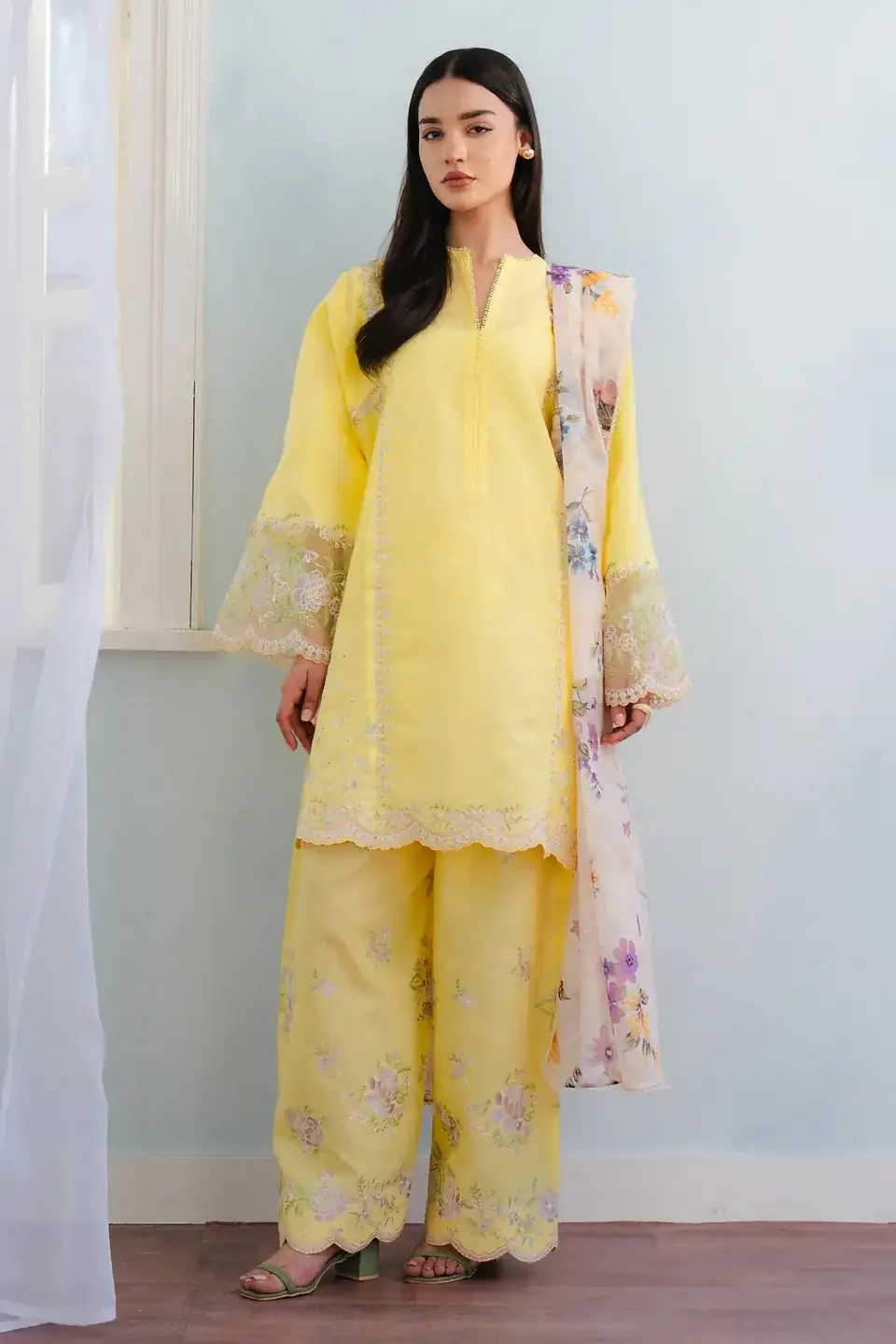 Coco By Zara Shahjahan Embroidered Jacquard Suits CZS25L MEADOW-8A
