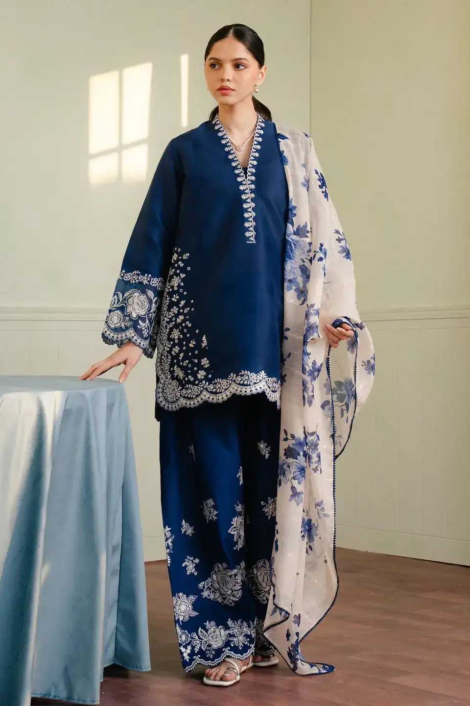 Coco By Zara Shahjahan Embroidered Jacquard Suits CZS25L MEADOW-8B