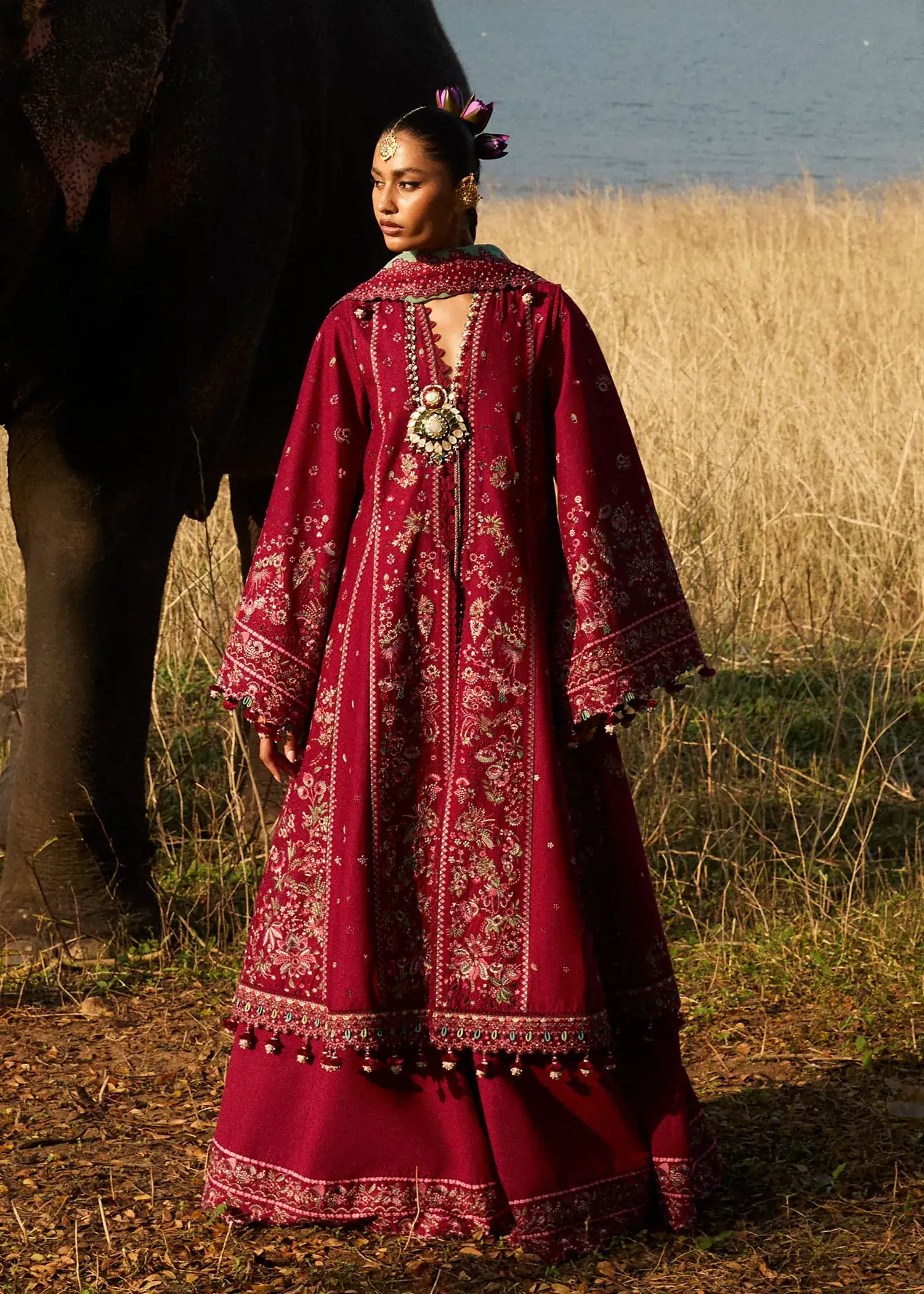 Hussain Rehar Summer Luxury Lawn_ Mahogany