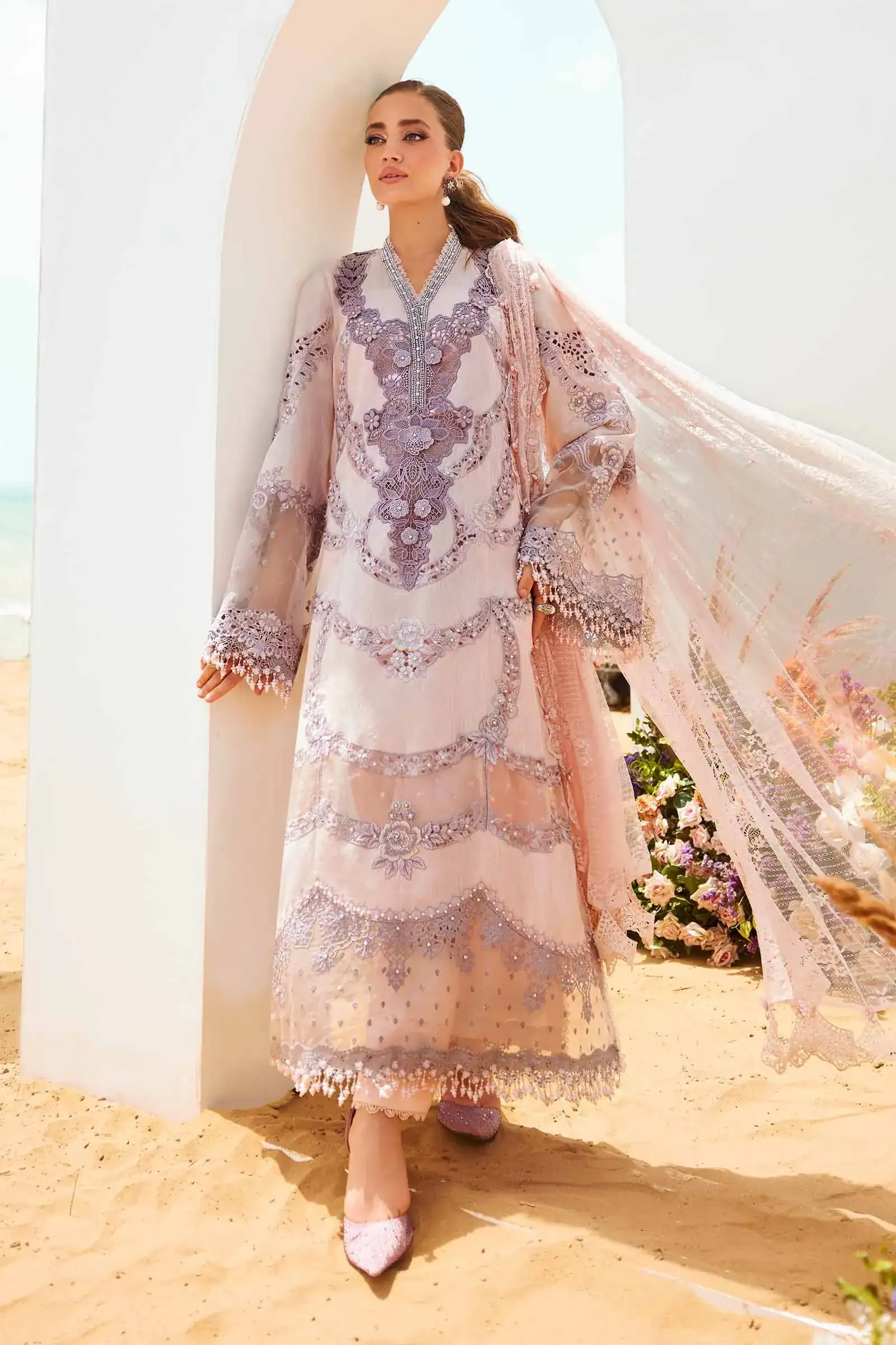 3 Piece Unstitched Embroidered Jacquard  Lawn Suit | EID LAWN-25-02