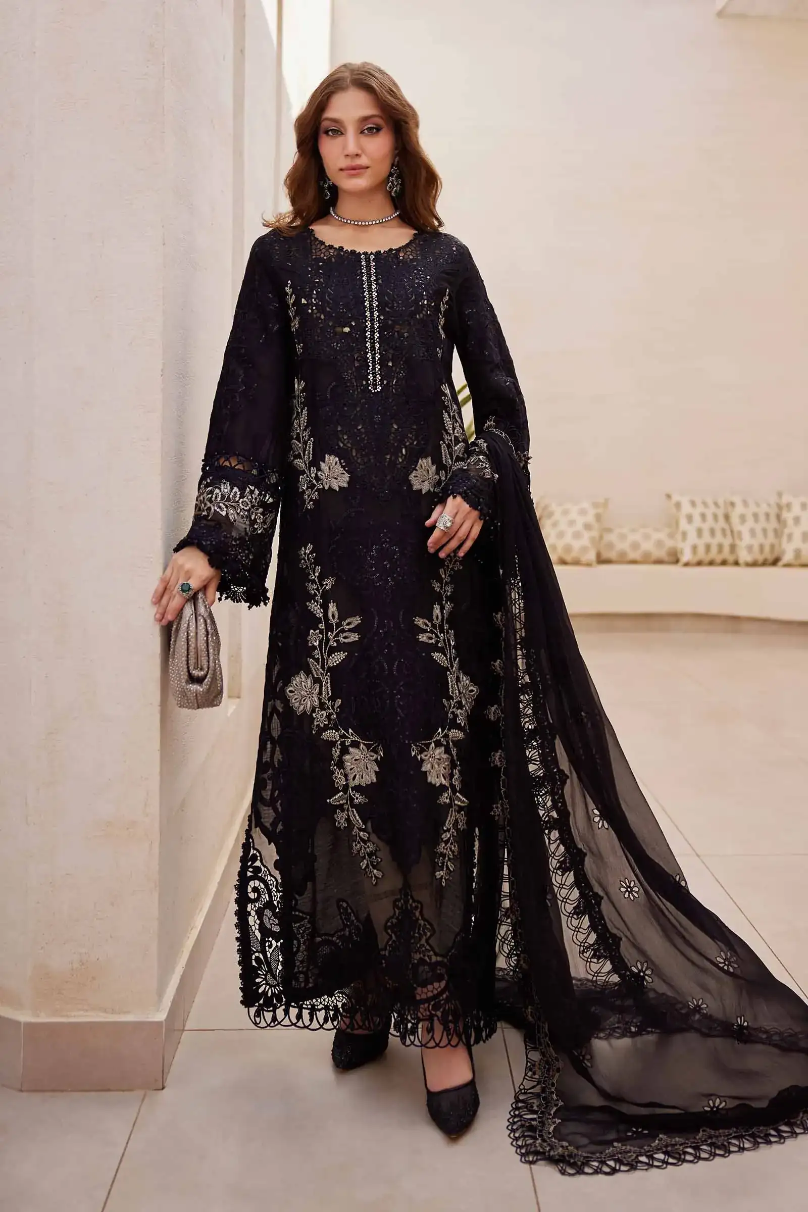 3 Piece Unstitched Embroidered Lawn Suit | EID LAWN-25-03