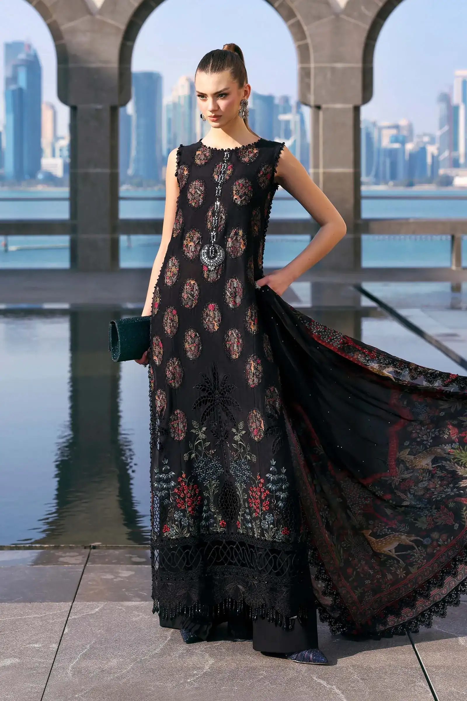 Unstitched Embroidered Luxury Lawn D-2605-B - Eid Collection